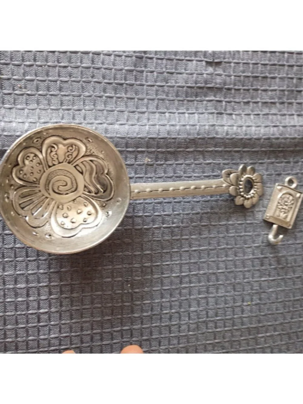 Spoon Silver Floral With Holder